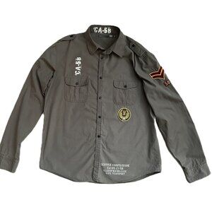 Christian Audigier CA58 Military Utility Shirt Men's XXL 2XL Designer Shirt Rare
